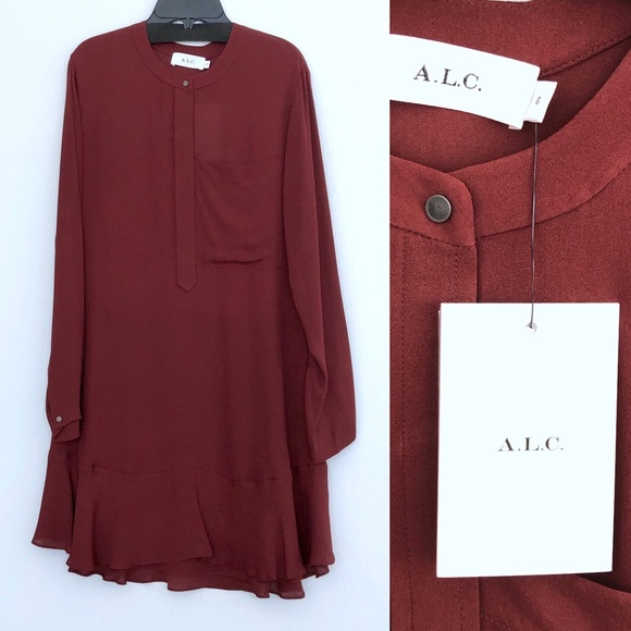 NWT Maternity-Friendly A.L.C. Burgundy Silk Dress - Picture 5 of 5